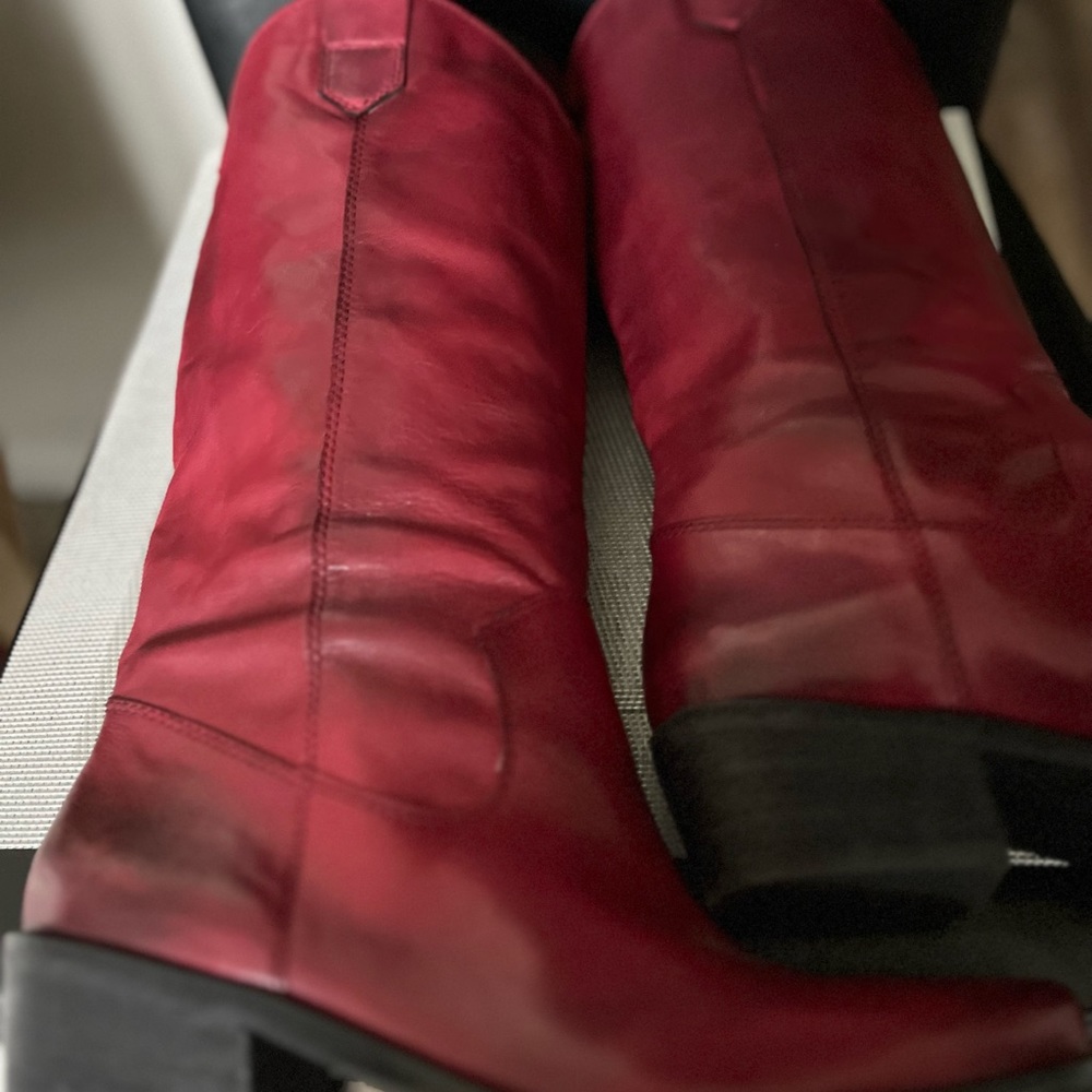 FRANCO SARTO WALINDA NWOT AUTHENTIC OXBLOOD RED SOFT LEATHER WESTERN BOOTS - Picture 12 of 16